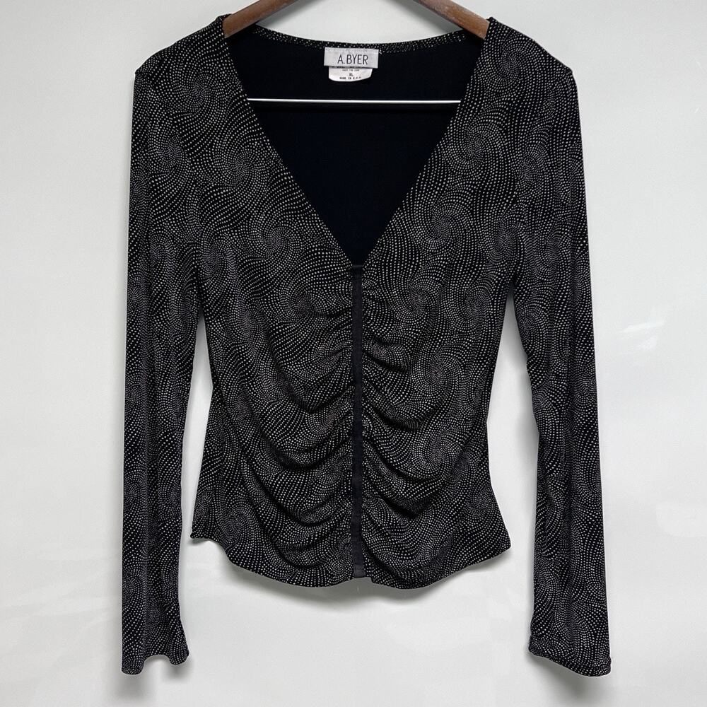 VTG Y2K A.Byer Womens Textured Top Sz XL Rave Goth Fairy Grunge Festival Gothic